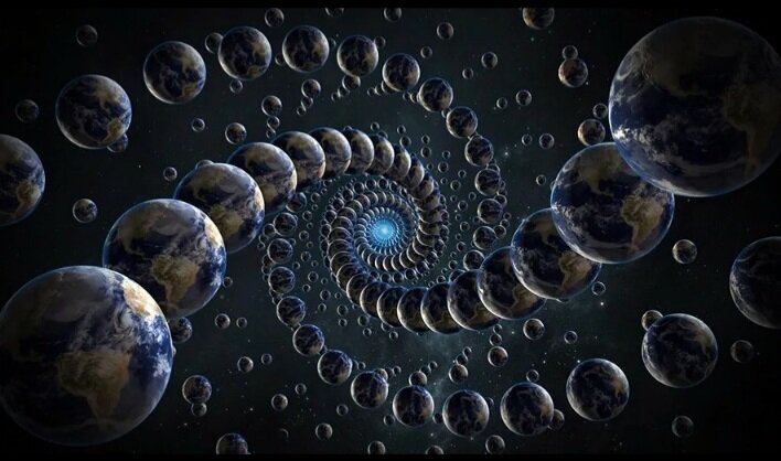 Множество планет Земля в параллельных реальностях.
