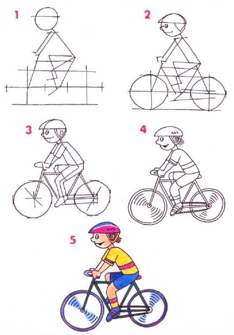 Нарисовать велосипед 1 класс окружающий. Поэтапное рисование велосипеда для детей. Схемы рисования велосипед для дошкольников. Как нарисовать велосипед ребенку. Велосипед пошагово для детей.