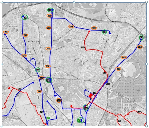 Схема инфраструктуры электротранспорта Москвы (САО, СВАО)