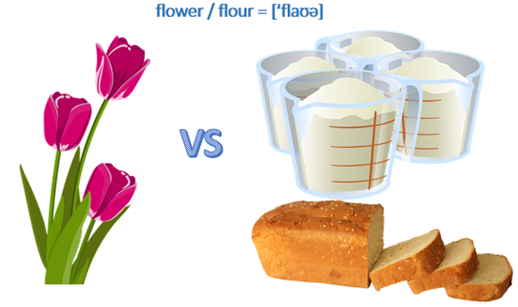 Английские омофоны - flower / flour = [ʹflaʊə] 