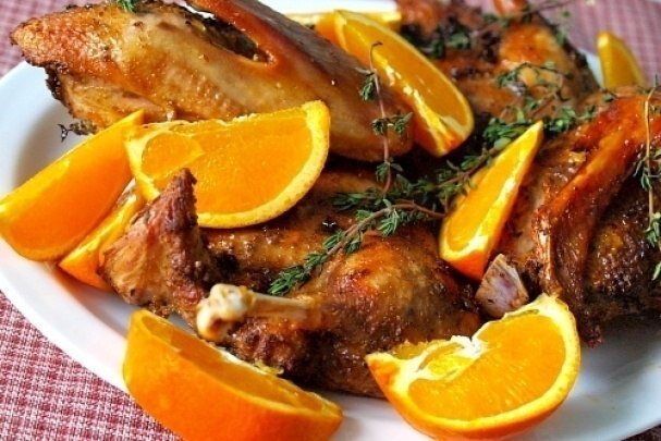 Курица запеченная с апельсинами