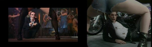 "Кабаре" (слева) и клип "Crazy Little Thing Called Love" (1979 г.)