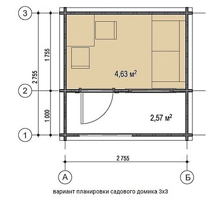 Чертеж садового домика 3 на 3