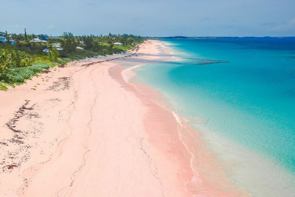 Пляж Pink Sands Beach, Остров Харбор, Багамы 