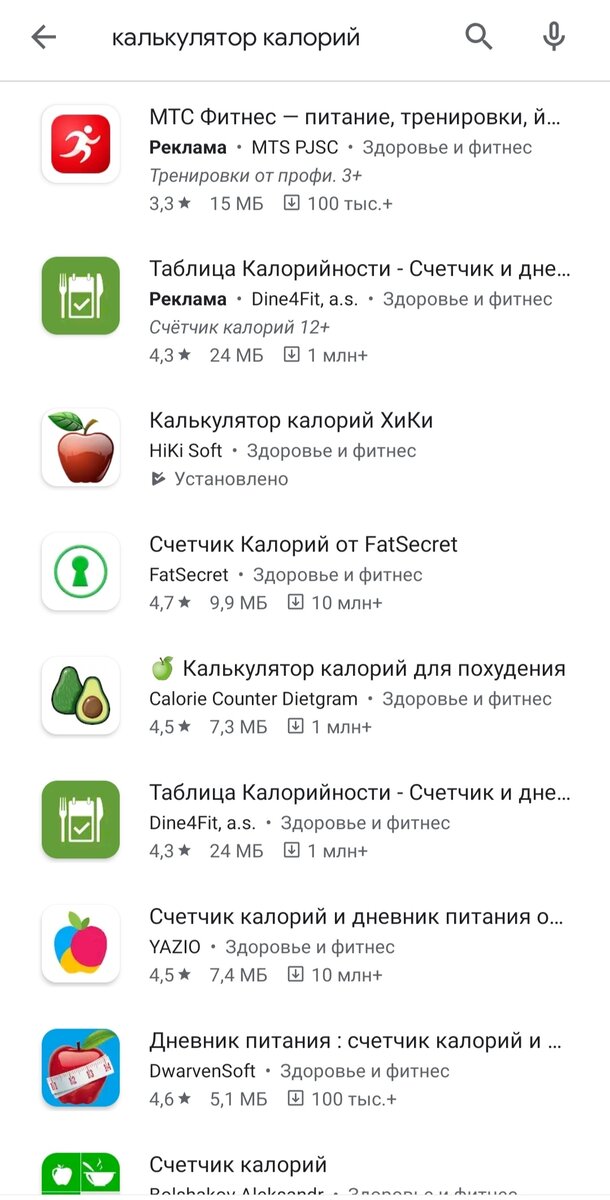 Приложения для подсчета калорий на Android и iOS