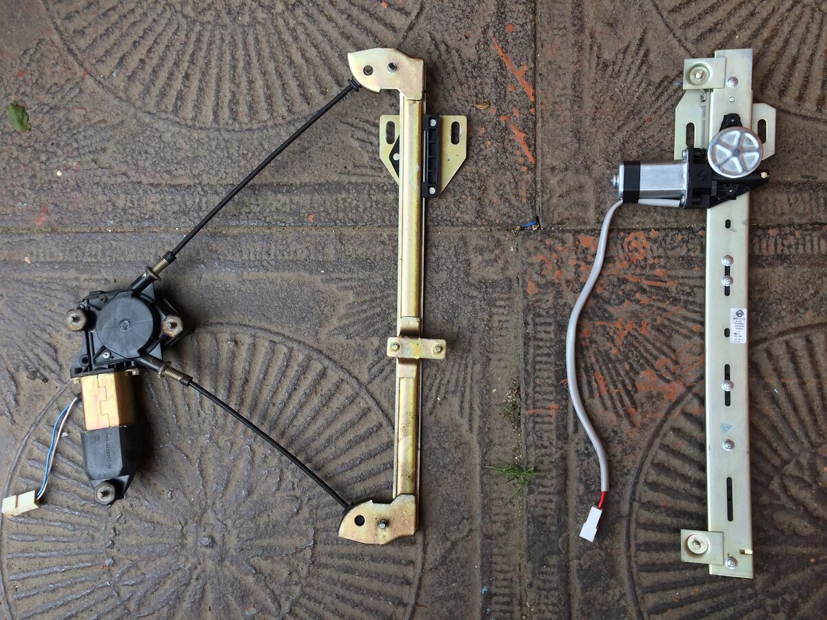 Слева стандартный подъёмник ваз, справа реечный подъёмник.