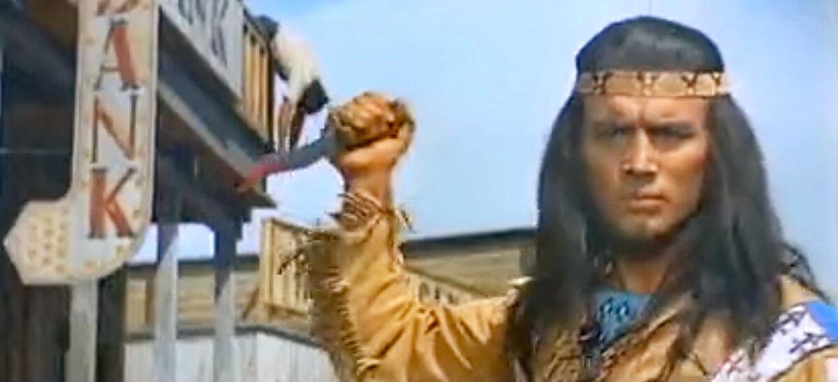 Кадр из фильма «Золото Апачей», режиссер Харальд Райнль, 1963 г.