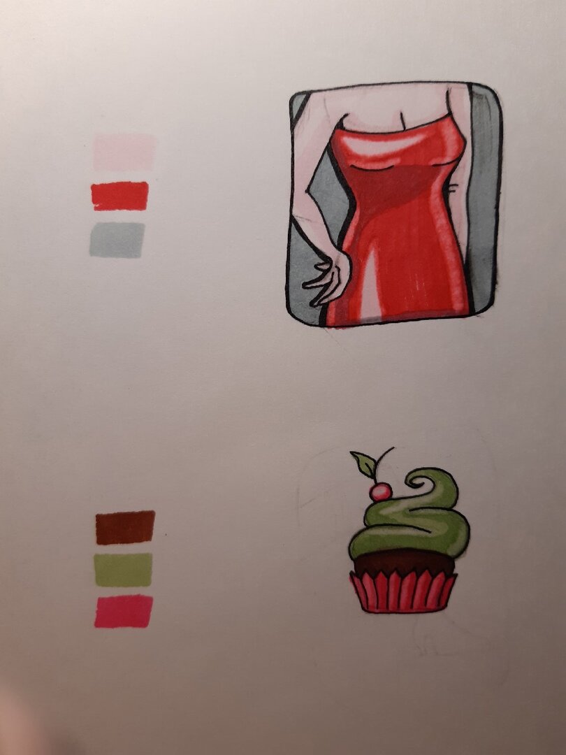 мой пример "Три маркера челлендж" (извиняюсь за качество изображений)