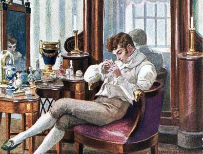 Евгений Онегин. Фрагмент рисунка Елены Самокиш-Судковской. 1918. Общ. дост.