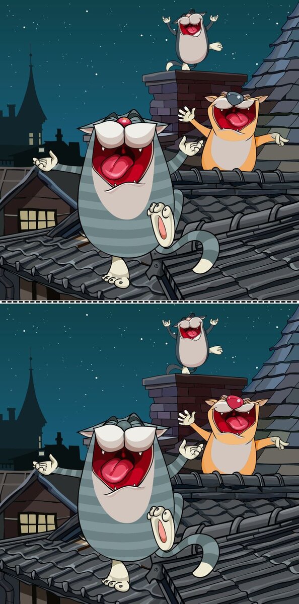 Головоломка "Мартовские коты" - найди 4 отличия