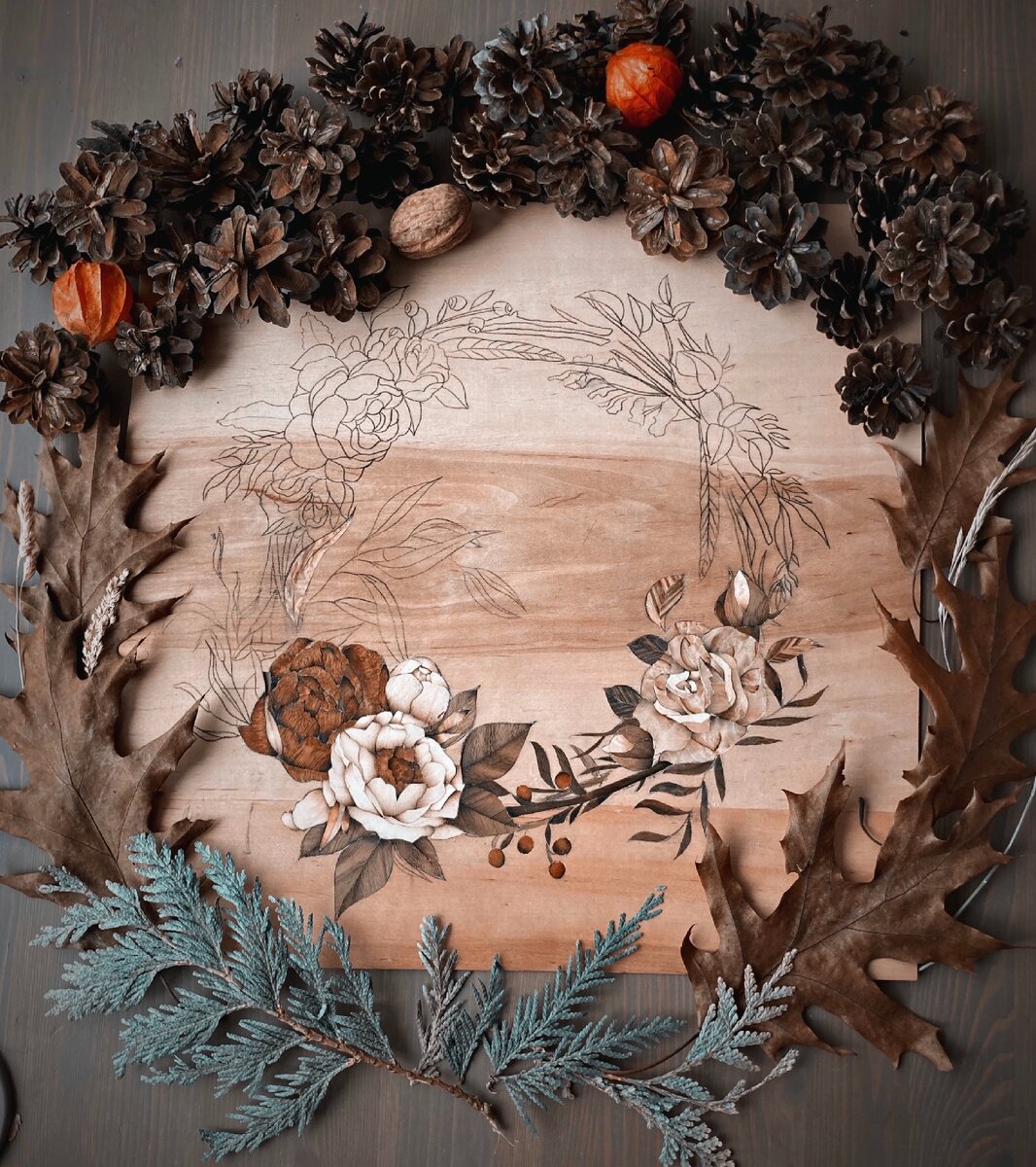 Фрагмент моей работы в технике маркетри