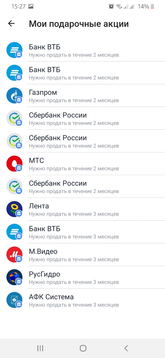 Это мои подарочные акции за все время