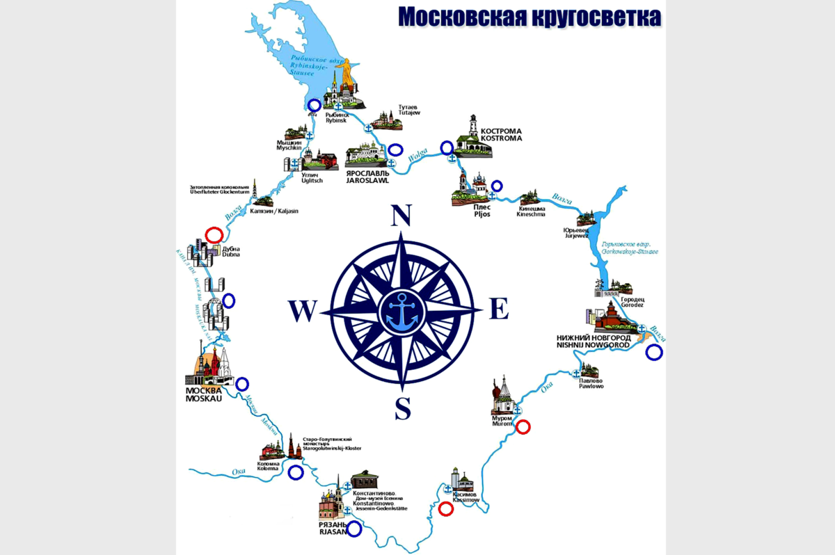 Карта речных круизов из москвы