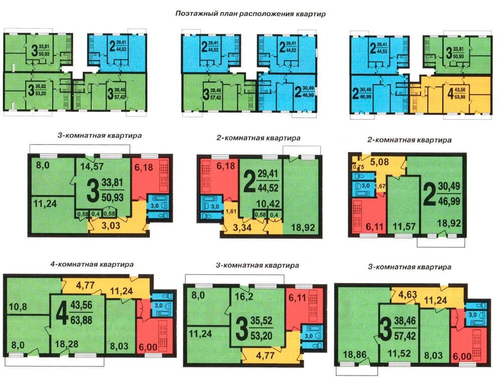 План квартир в девятиэтажках