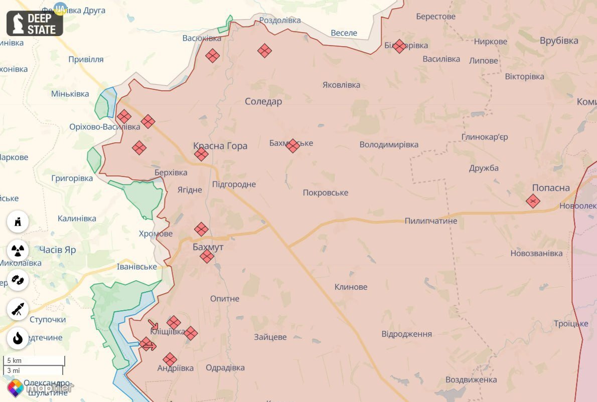 Карта ожесточенных боев на украине