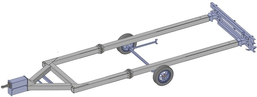 Рисунок 2 – Геометрическая модель несущего остова прицепа
