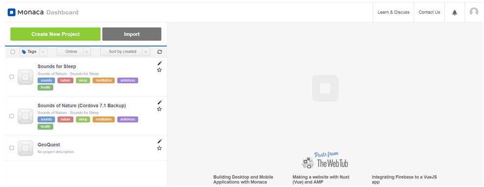 Примерно так выглядит интерфейс управления проектами.