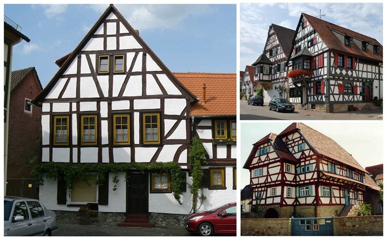 Отличительная черта фахверка – несущие балки находятся не внутри стен, а «выглядывают» наружу