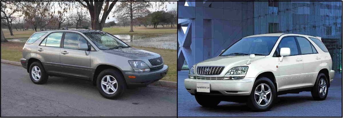 Lexus RX300 (слева), против Toyota Harrier (справа)