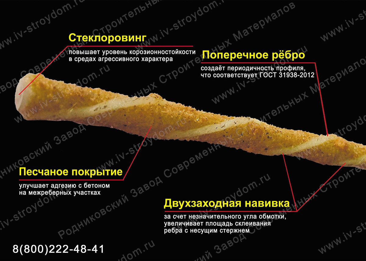 Стеклопластиковая арматура с песчаной посыпкой