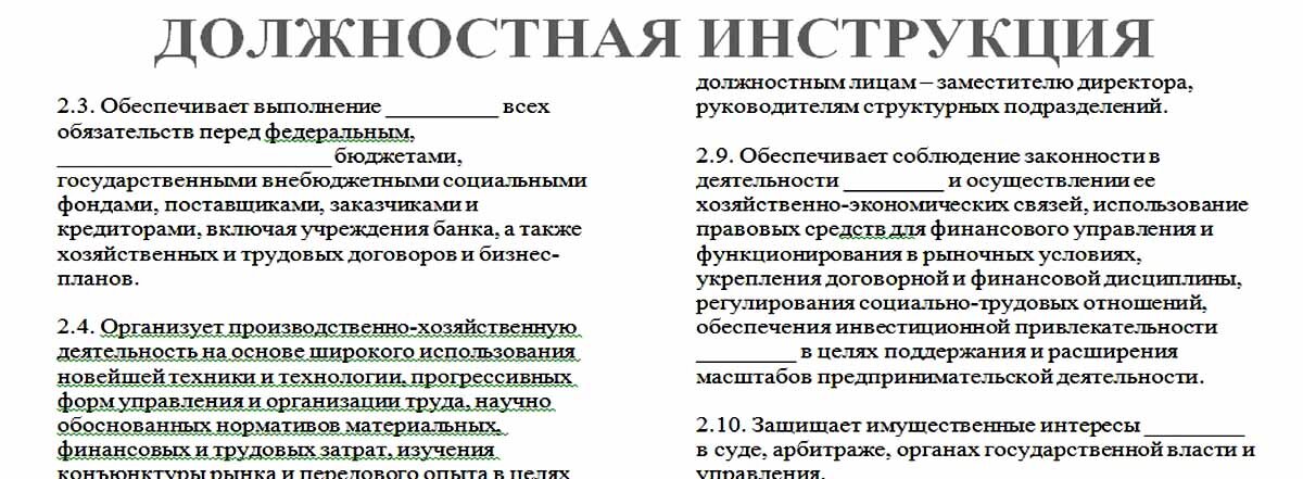 о должностной инструкции