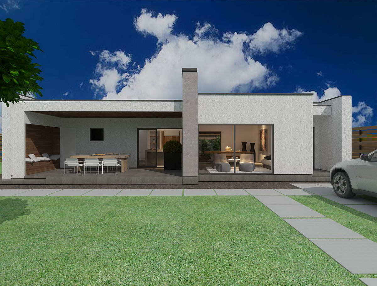 Дом в стиле Минимализм одноэтажный с плоской крышей