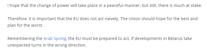Вырезка статьи EUObserver "The beginning of the end for Europe's last dictator "
