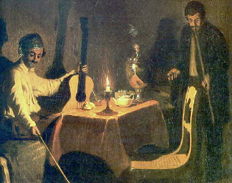 Офицер и денщик. Фрагмент.