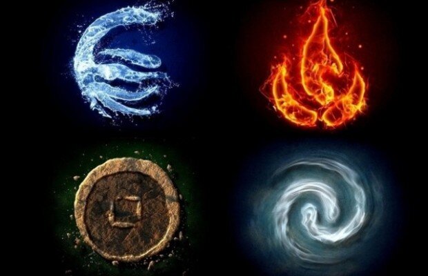 4 стихии природы: вода, огонь, земля, воздух (картинка из интернета)