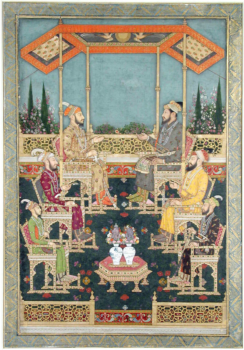 Бхавани Дас, Встреча принцев. Индия, ок. 1710 г. Художественный музей Сан-Диего (англ. The San Diego Museum of Art). Источник: https://commons.wikimedia.org/wiki/File:A_Gathering_of_Princes_%286124536215%29.jpg