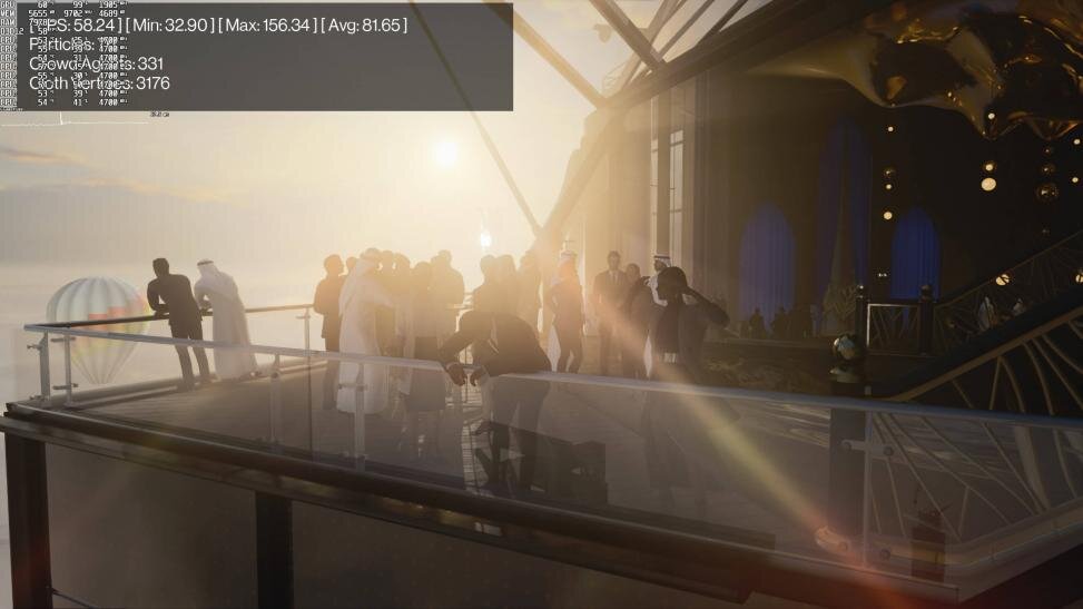 Кадры из бенчмарка с просадками ниже 50 fps на компьютере DSOG. Для тестирования выбраны разрешение 1440p и предустановка DLSS «Производительность».  📷
