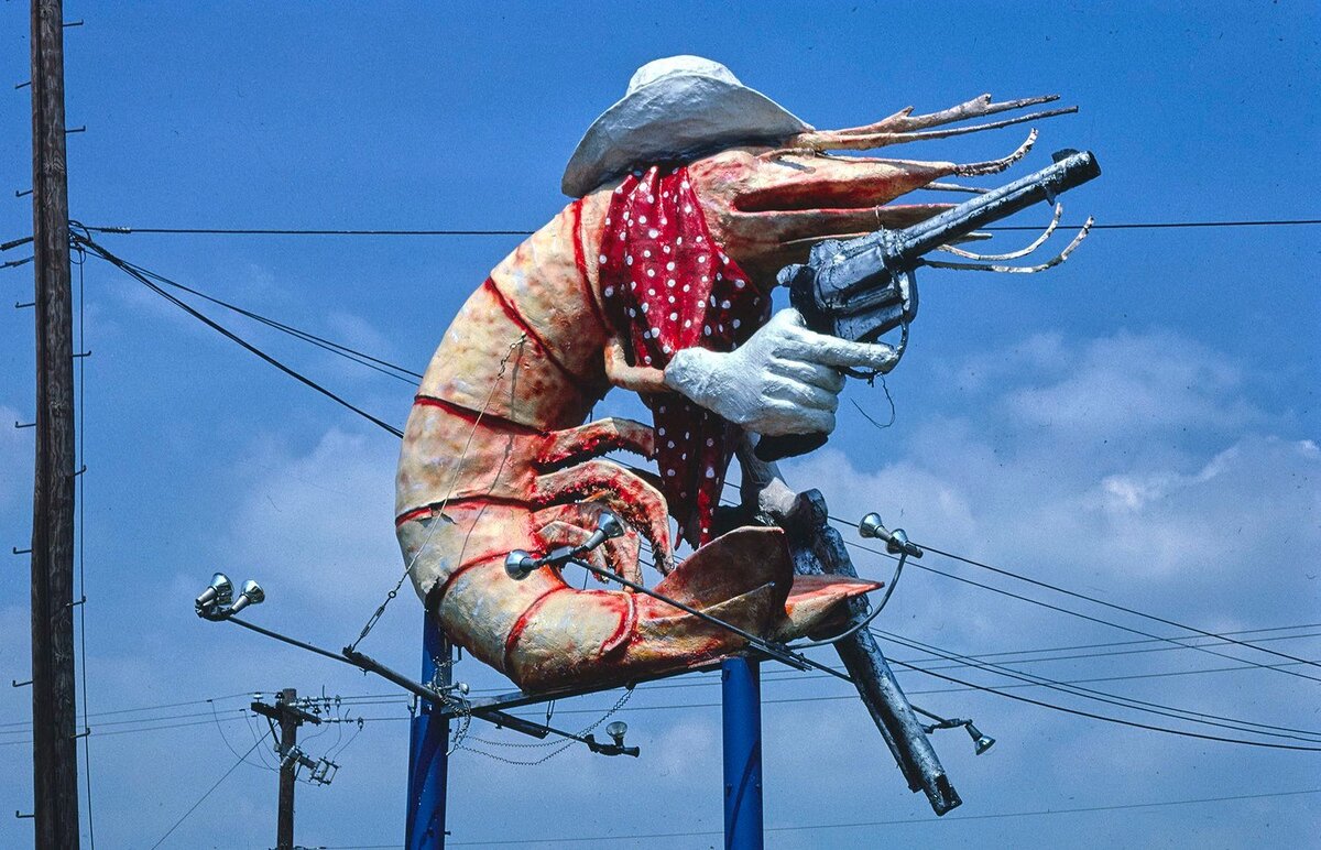 Christie's Restaurant sign, cowboy shrimp, Houston, Texas 1983  John Margolies