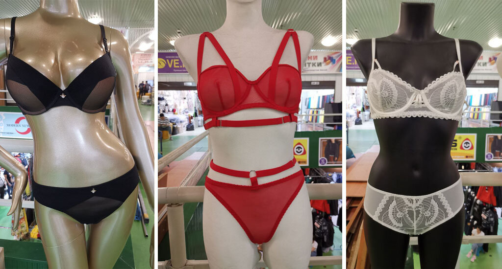 Базовые цвета: черный, белый и красный- всегда будут оставаться в тренде. Эта классика, на которую всегда будет спрос. В нашем комплексе появились интересные модели базовых цветов.  Черный комплект с прозрачными вставками в секции 2А-27 за 1120₽. Красный полупрозрачный комплект в секции 2А-22 за 920₽. Белый комплект в секции 2А-22 за 920₽. 
