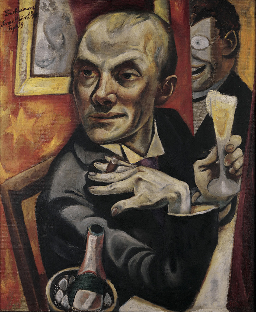 Автопортрет с бокалом шампанского - Max Beckmann 1919