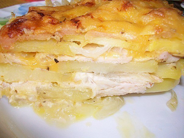 Курица по-французски с картошкой на сковороде