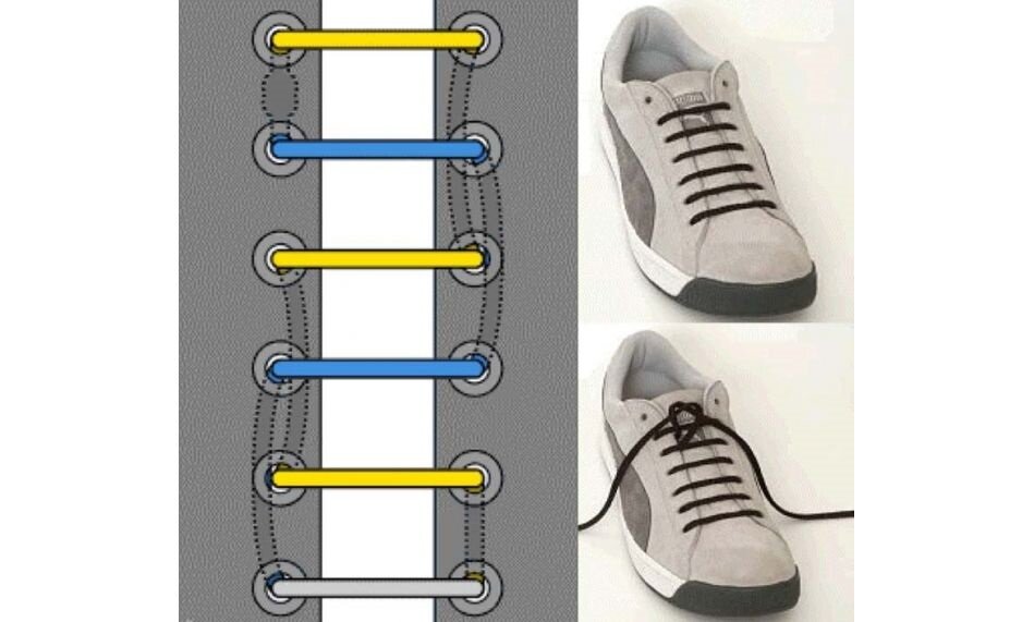 Как заправить шнурки в кроссовки красиво пошагово