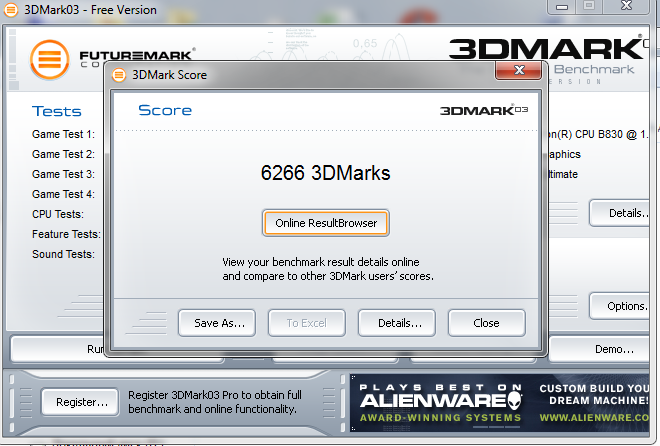 3DMark03 всегда запускаю по default. Да, версия старая, но и ноуты у меня не вчера выпущенные :)