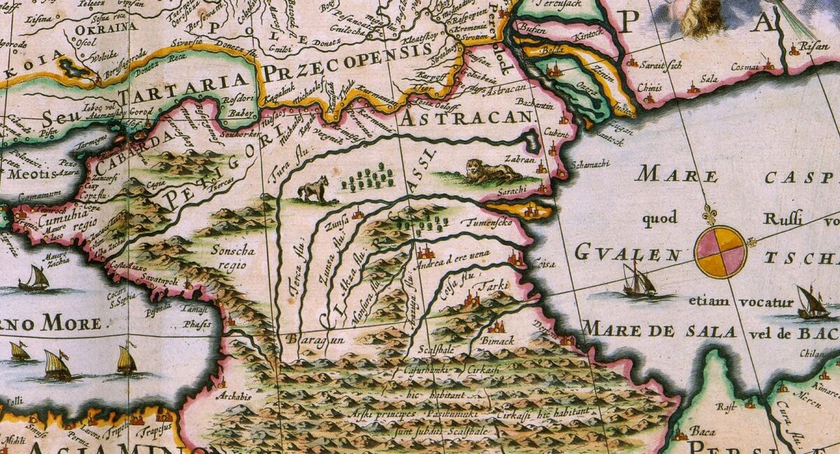 Северный Кавказ на карте Moscoviae seu Russiae generalis tabula, 1660-1680 гг.