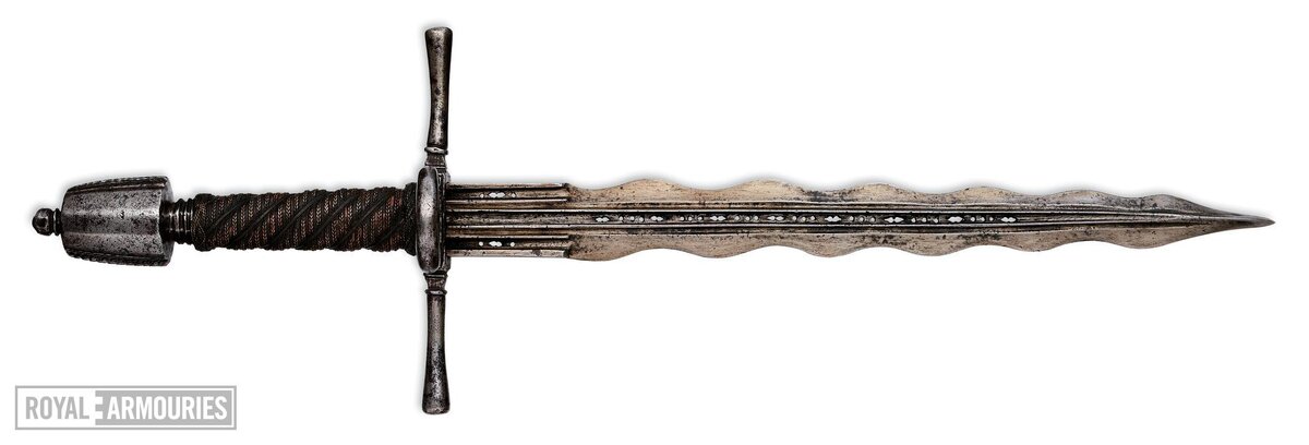 Итальянский кинжал с пламенеющим клинком, 1580-1620 гг. Из Королевской оружейной палаты