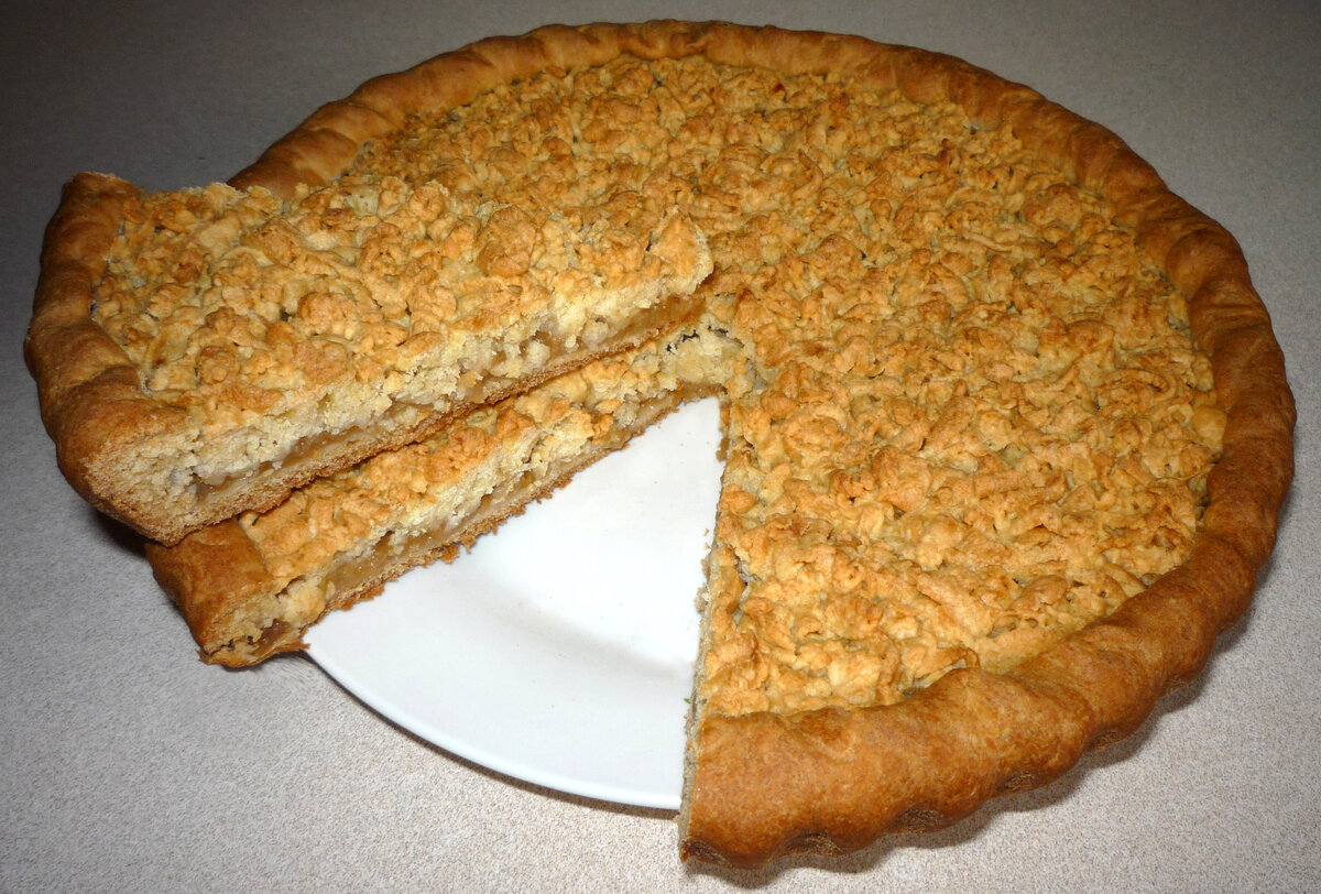 Вкусный насыпной пирог "Три стакана" с яблоками и творогом Я Готовлю... Яндекс Д