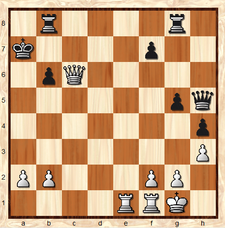 Решение: 1.Re7+ Ka6 2.Qa4# (или 1.Re7+ Rb7 2.Qb7#).