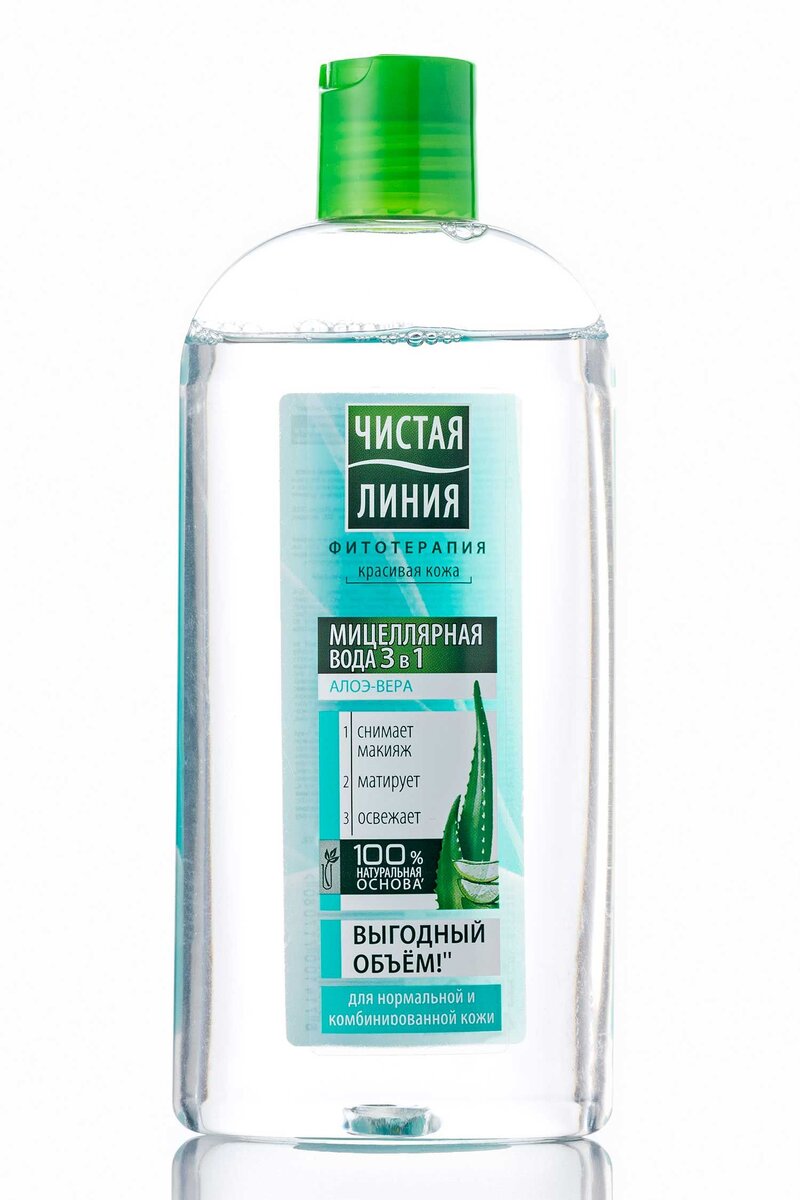 мицеллярная вода"ЧИСТАЯ ЛИНИЯ" подкупает объемом в 400 мл ,за мизерную цену
