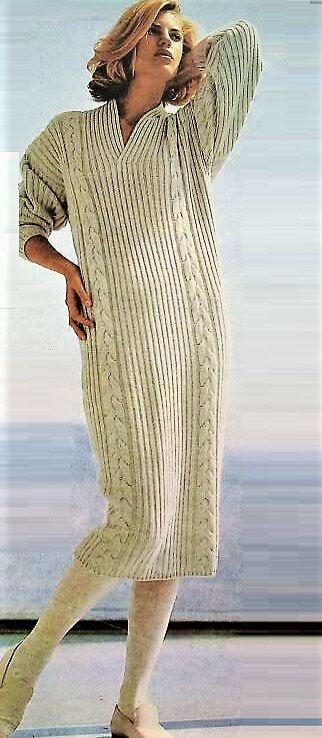 Вязаное платье прямого силуэта «Мечта»из журнала «Briggite»