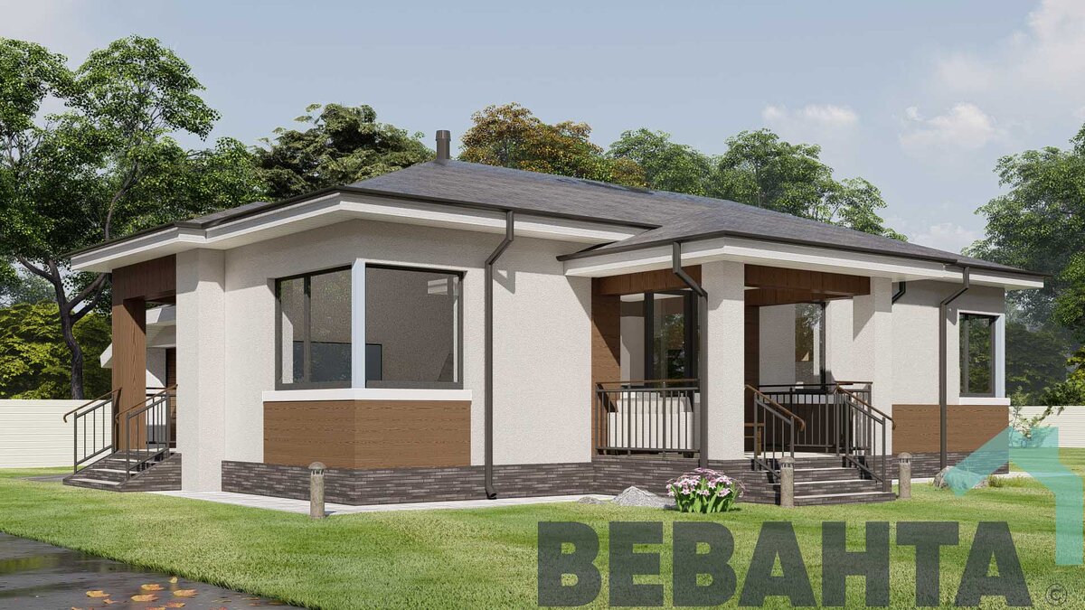 Наружная отделка - декоративная штукатурка. Визуализация с сайта Vevanta.com