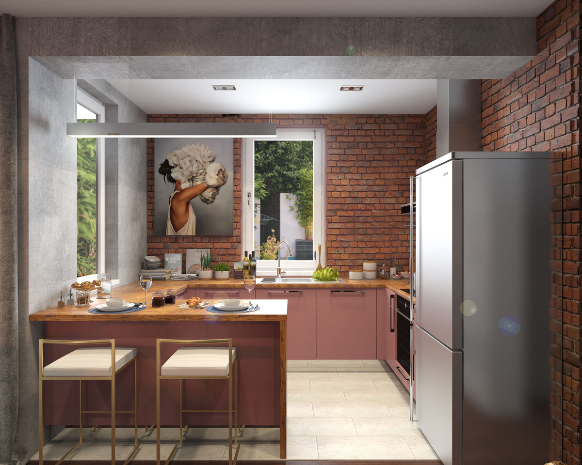 кухня в стиле лофт