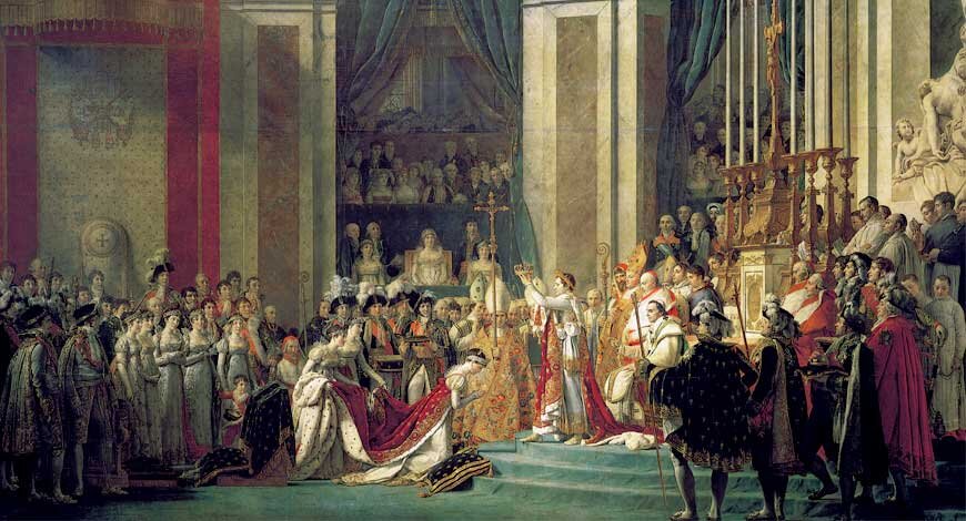 Художник Жак-Луи Давид. «Коронация Наполеона в соборе Нотр-Дам». Наполеон коронует Жозефину