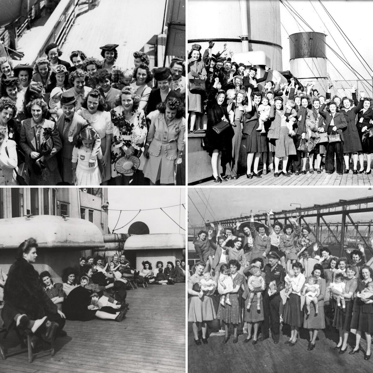 Фото военных невест на борту кораблей военно-морского флота Великобритании 1945-1946гг