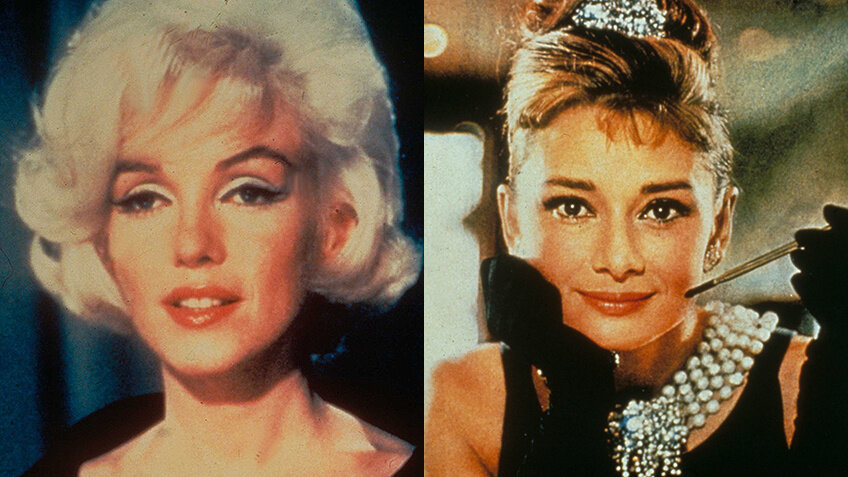 Мэрилин Монро, 1962 год / Одри Хепберн в фильме «Завтрак у Тиффани», 1962 год | Источник: Rex / Fotodom.ru