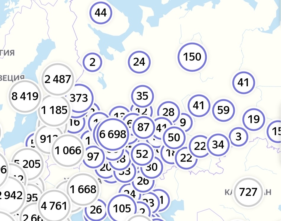 Карта заражений Covid-19