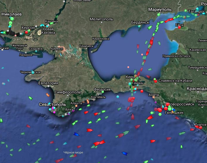 онлайн карта движения судов через Керченский пролив
